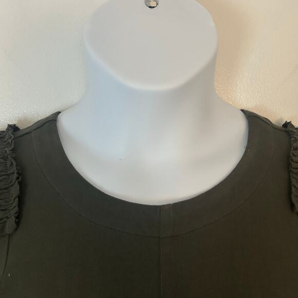 Madewell Women's Crew Neck Puff-Sleeve Relaxed Tee Dark Green XS X-Small New - Picture 3 of 9